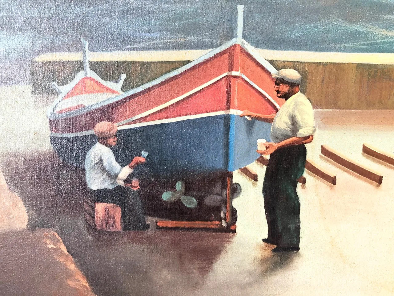 Large-scale Original Artwork by J. Spiteri, titled Fishing Boats — photo 4