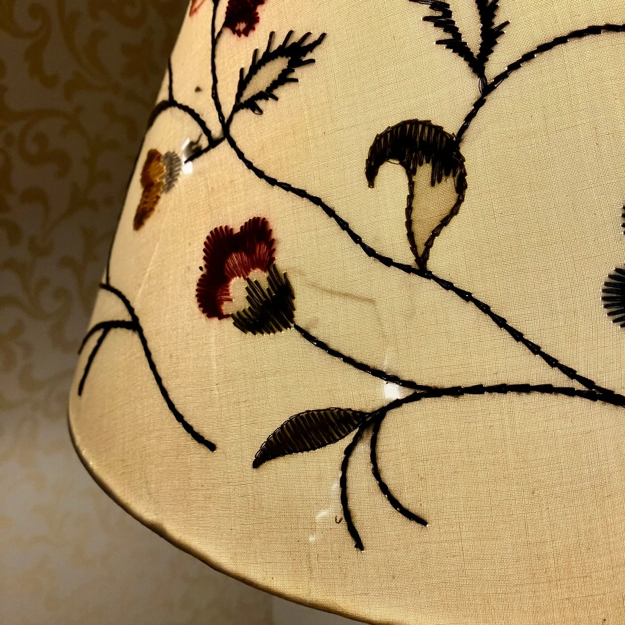1990s Vintage Ikea ALVINE Parla Linen Floral Cone Shade Floor Lamp — photo 8