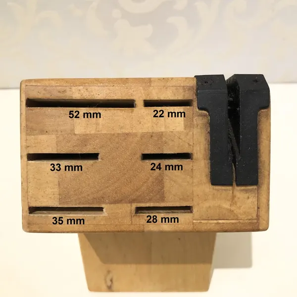 Hardwood Kitchen Knife Storage Block with built-in Sharpener