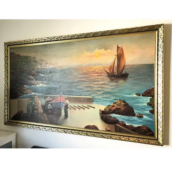 Large-scale Original Artwork by J. Spiteri, titled Fishing Boats