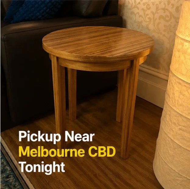 50cm Round Zebrawood Side Table – Designer Zebrano Timber Accent — photo 6