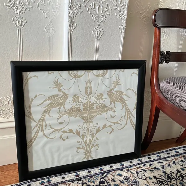 Clean Timber Framed Cream and Golden Birds Print