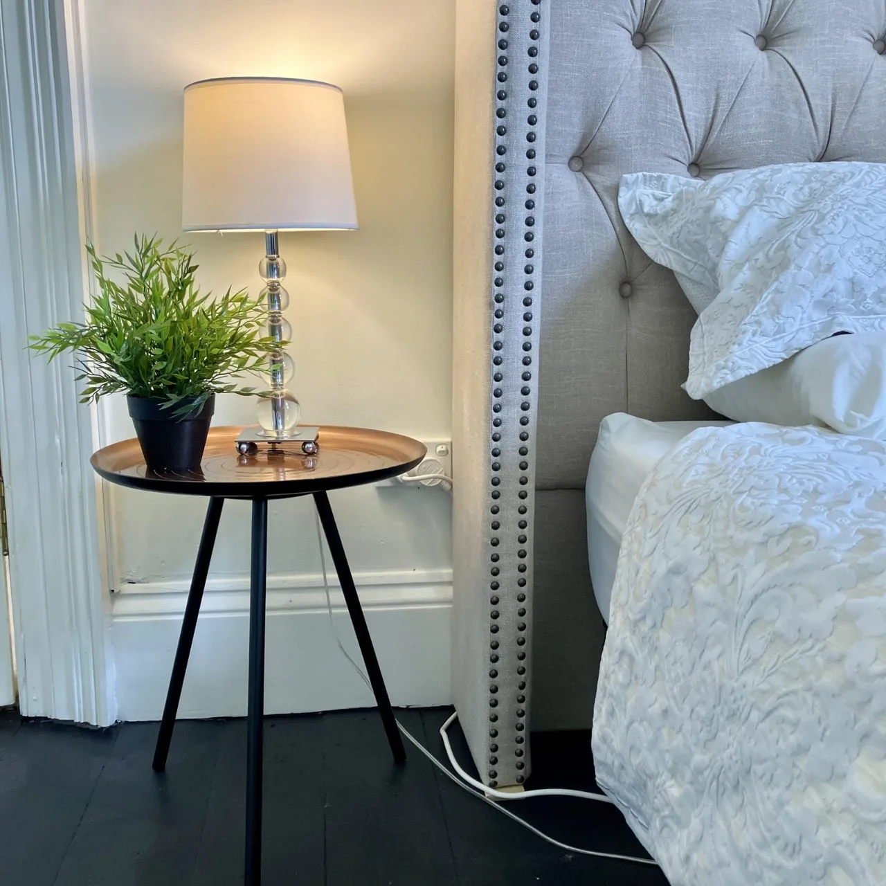 Copper & Black Jodhpur Tripod Bedside / Side Table — photo 4