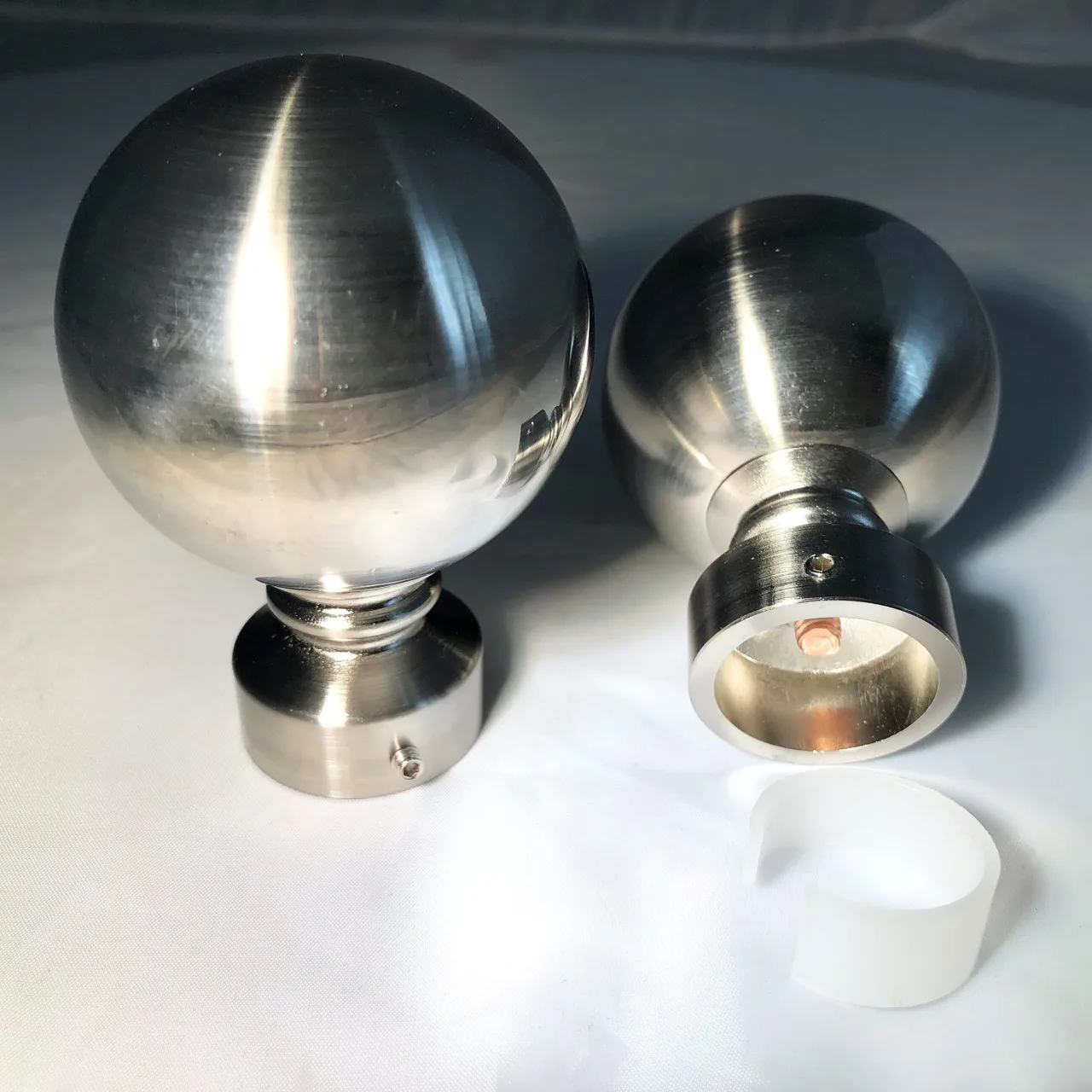 Pair of unused Brushed Chrome Easy Fit Curtain Rod Finials — photo 4