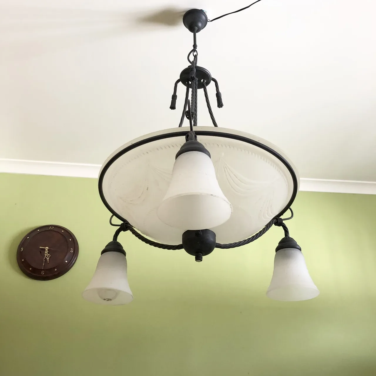 Vintage Milky Glass Ceiling Light Pendant 97cm x 60cm — photo 2