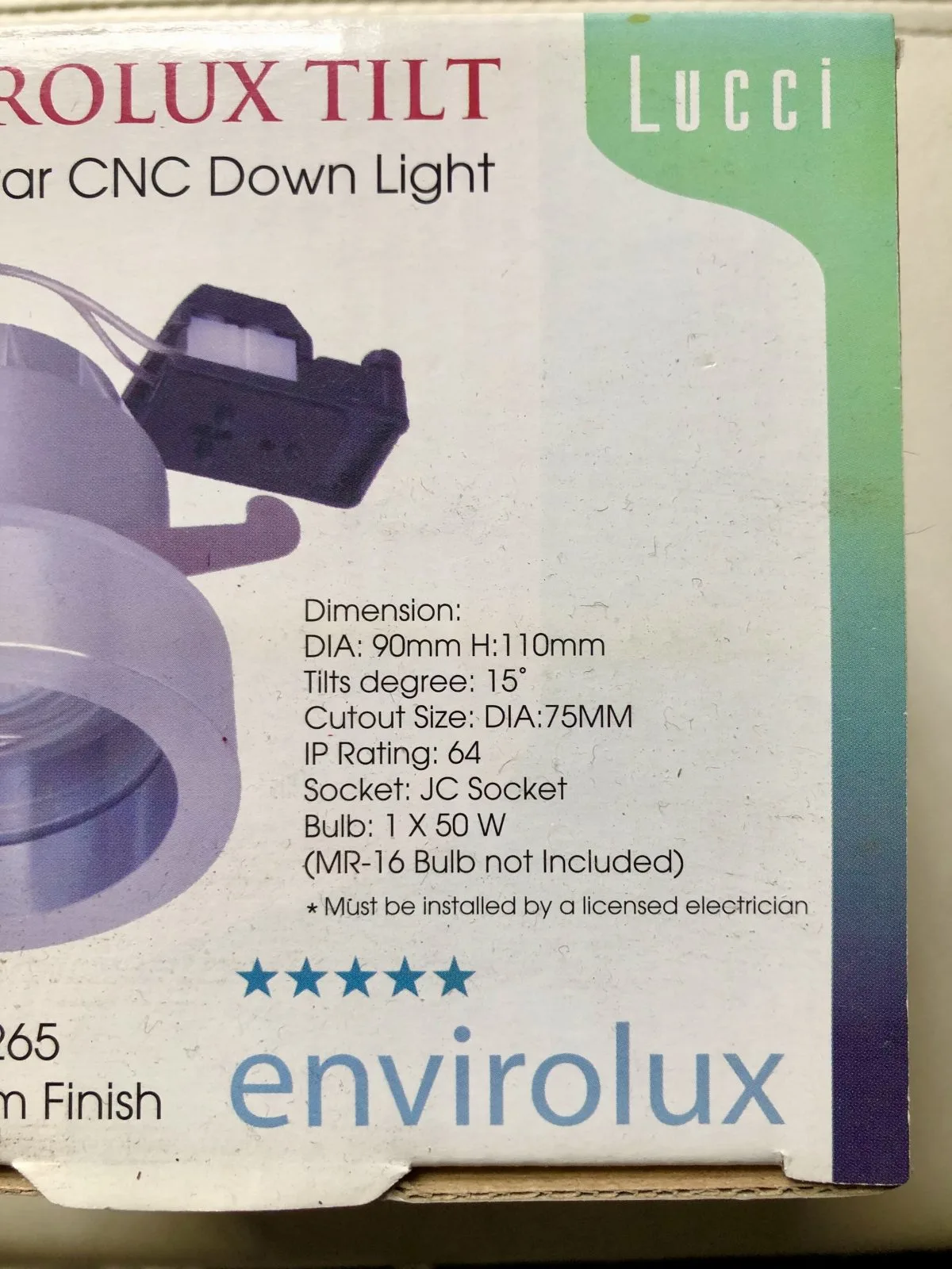 Pair UNSUED Aluminium Lucci Envirolux Tilt 5 Star CNC Down Lights — photo 6