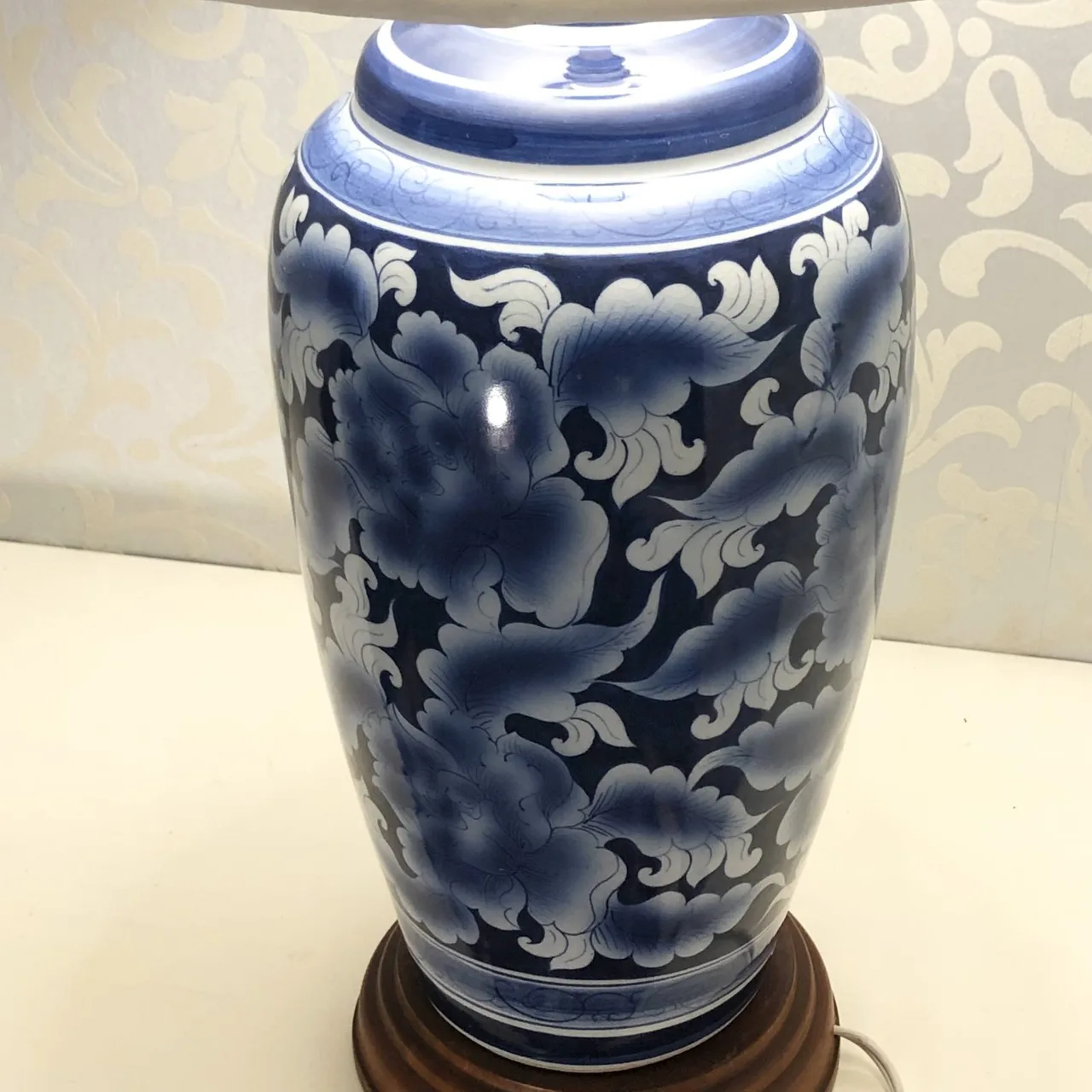 Blue & White Floral Ceramic Table Lamp – Statement Piece — photo 4