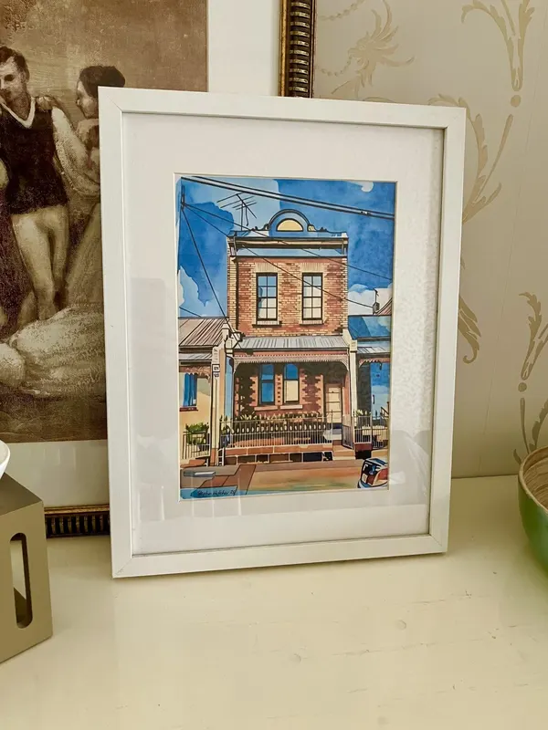 A4 Framed Victorian Terrace, 22 Eades Place, watercolour print