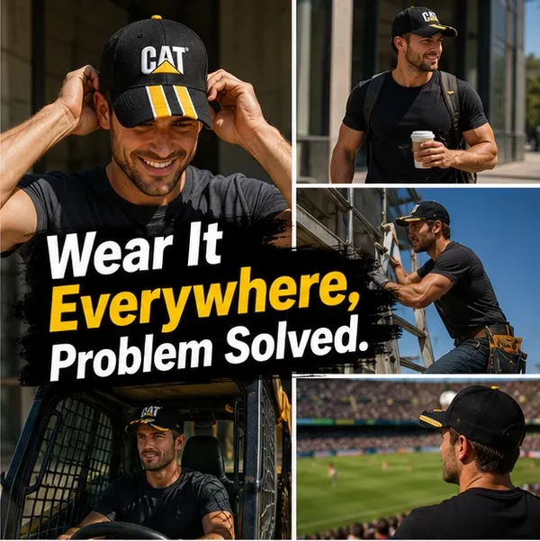 Adjustable Black & Gold CAT Recreational Sports Cap
