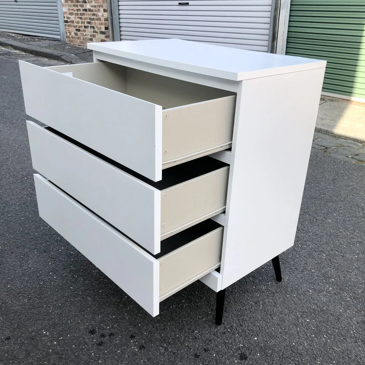 MCM-style Black Tapered Steel Leg Chest of Drawers — photo 6