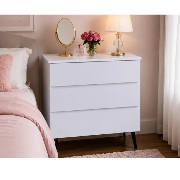 MCM-style Black Tapered Steel Leg Chest of Drawers