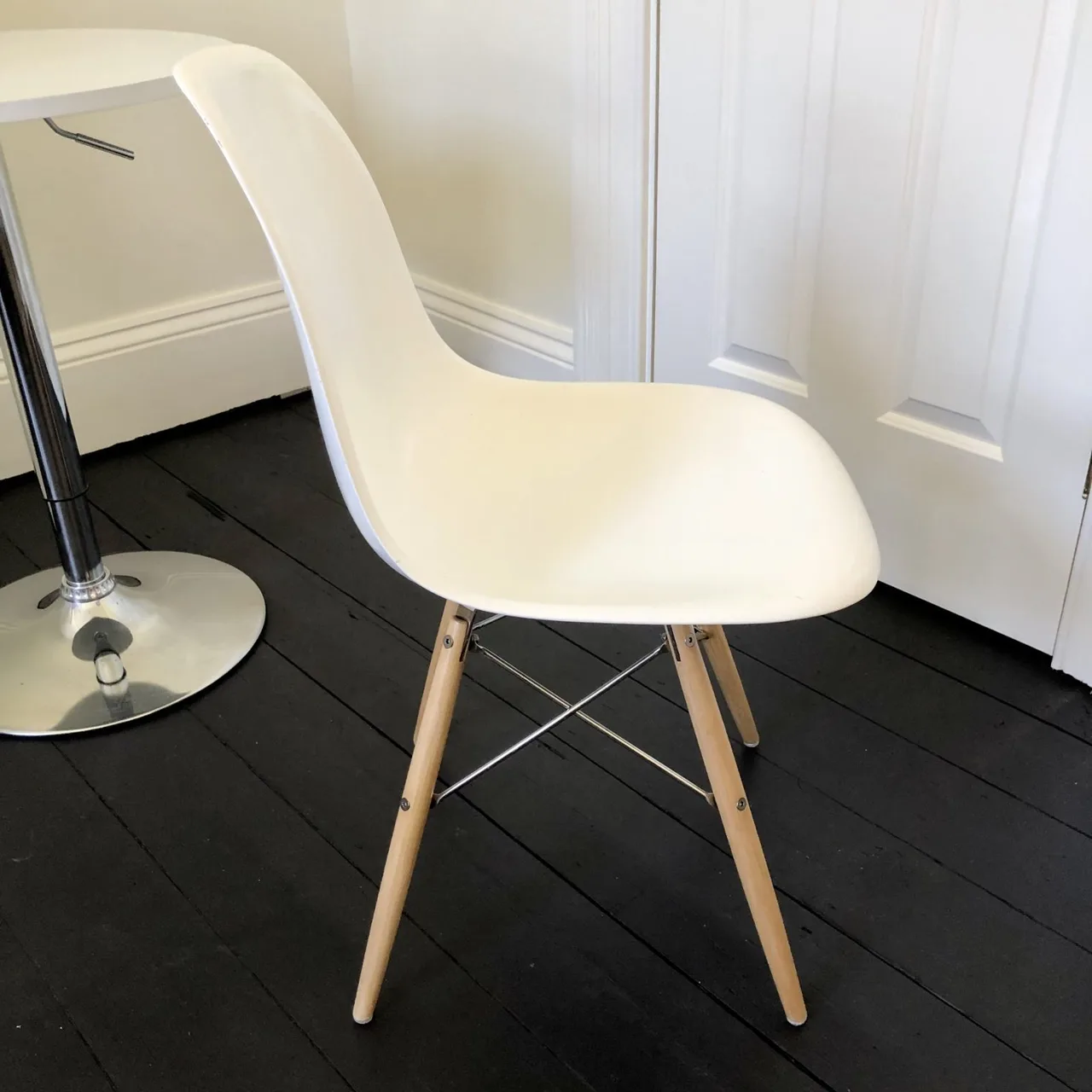 One White James Wood Chair Chrome Edition — photo 10