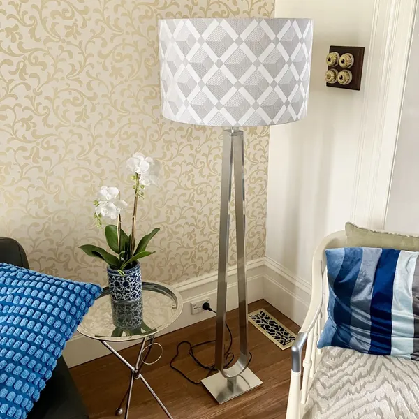 SILVER Nooshy Design Warwick Fabric Armstrong Linen Lampshade & IKEA Lamp Base