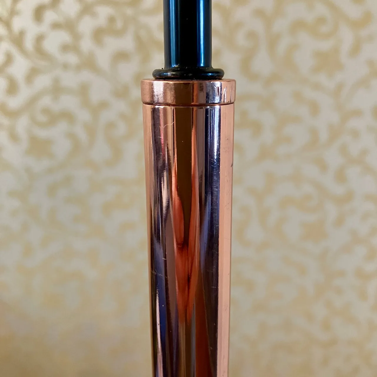 Luxe Mid-Century Glow – Rose Gold & Pink Fabric Shade Floor Lamp with Marble — photo 5