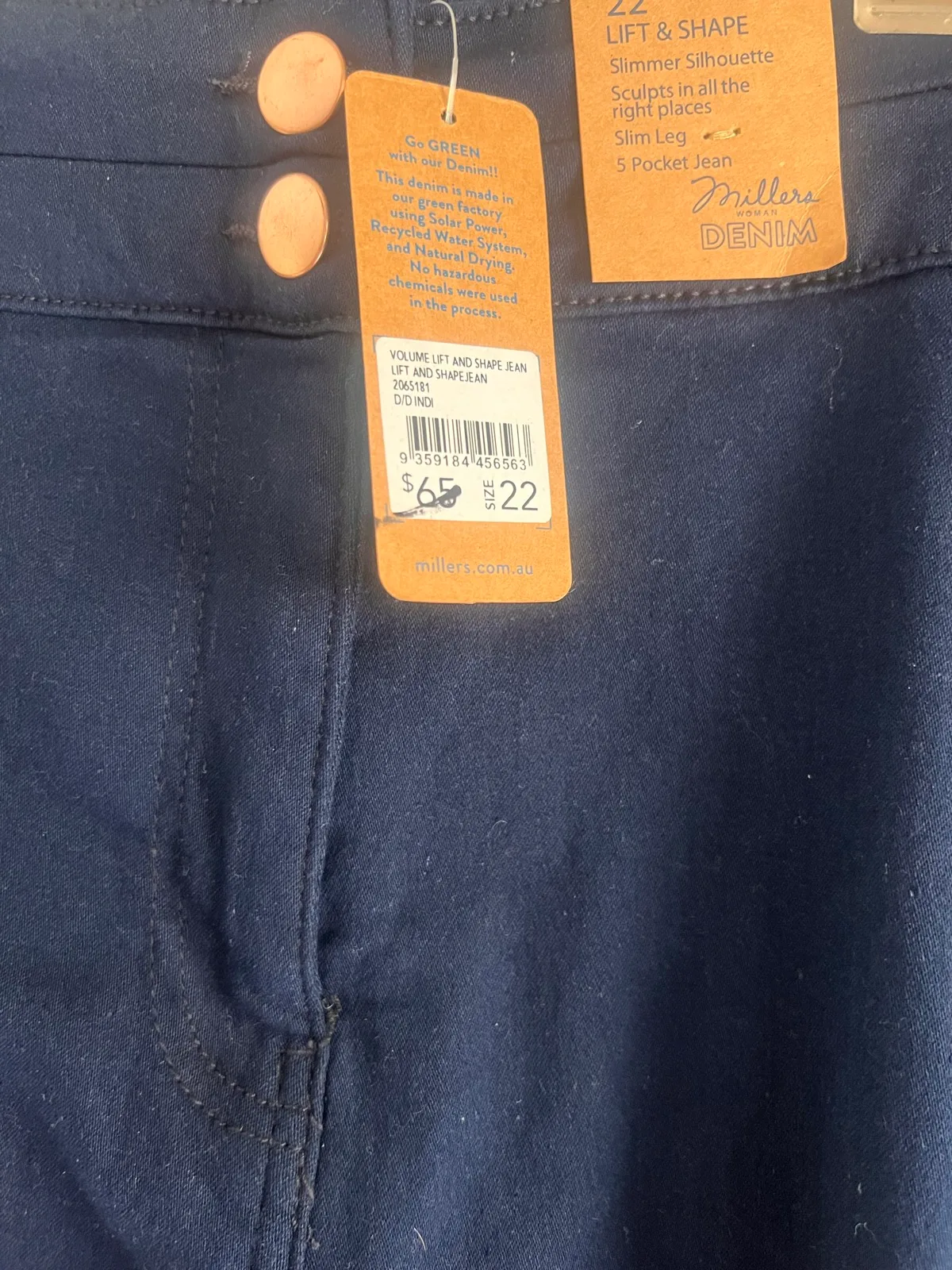 Millers Lift & Shape Women’s Size 22 Denim Slim Leg Jeans Blue 5-Pocket Button – photo 4