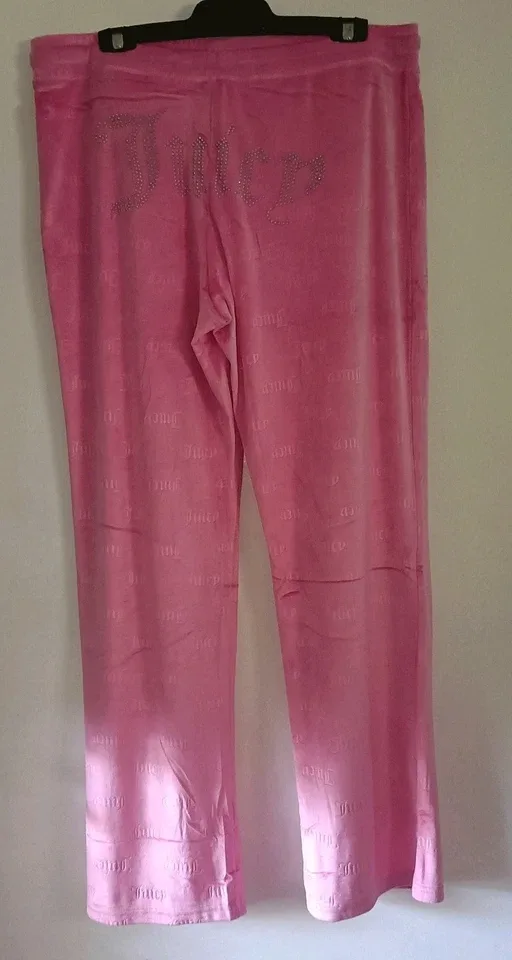 Juicy Couture Pink Velour Pajama Set Embossed Logo Rhinestone Bling Size XL — photo 8