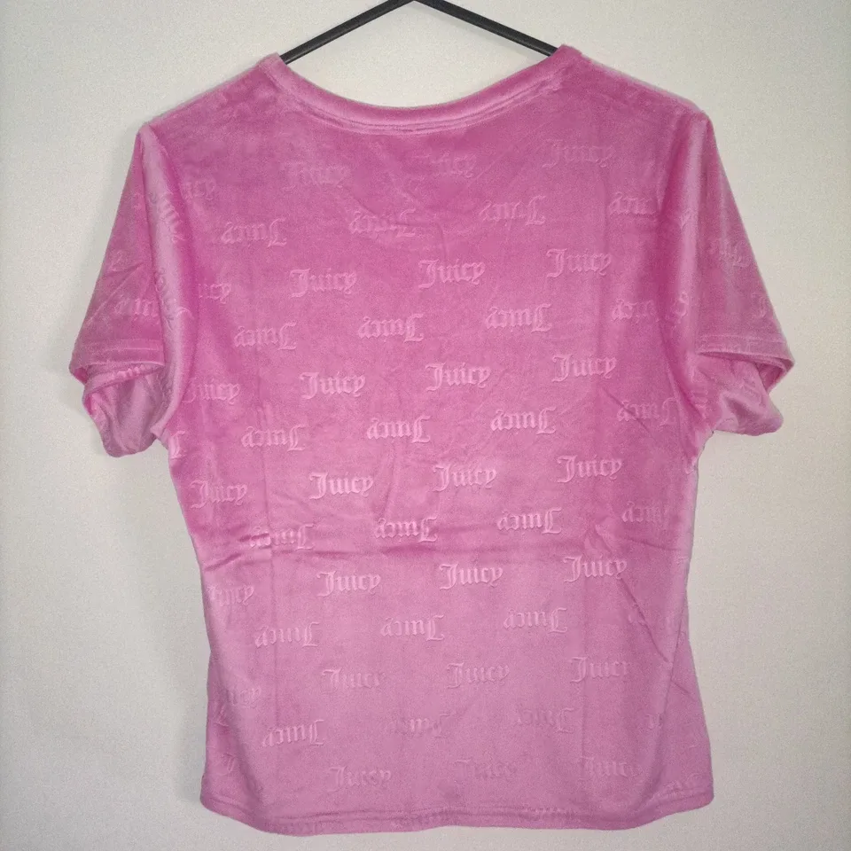 Juicy Couture Pink Velour Pajama Set Embossed Logo Rhinestone Bling Size XL — photo 4