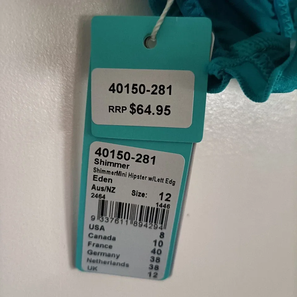 Seafolly Shimmer Mini Hipster Bikini Bottom Eden Teal Size AU 12 NWT RRP $64.95 — photo 4