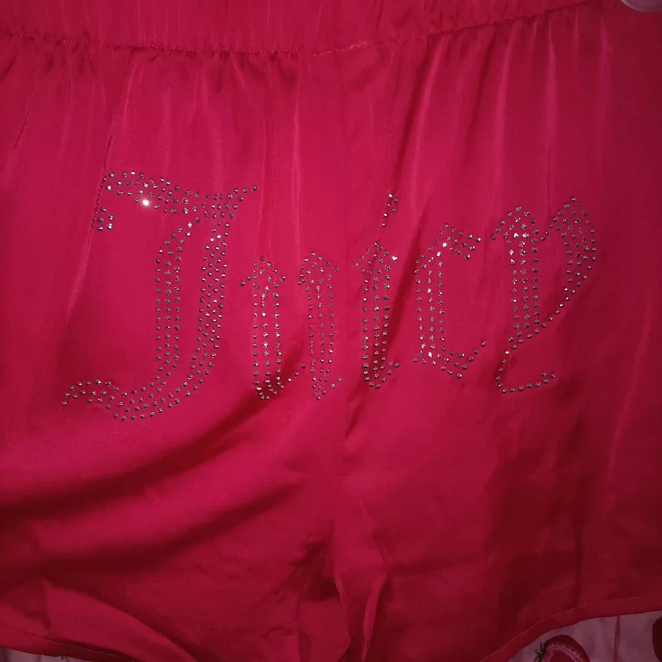 Juicy Couture Pink Strawberry Satin Pajama Set 3 Piece Tank/Shorts Size L — photo 6