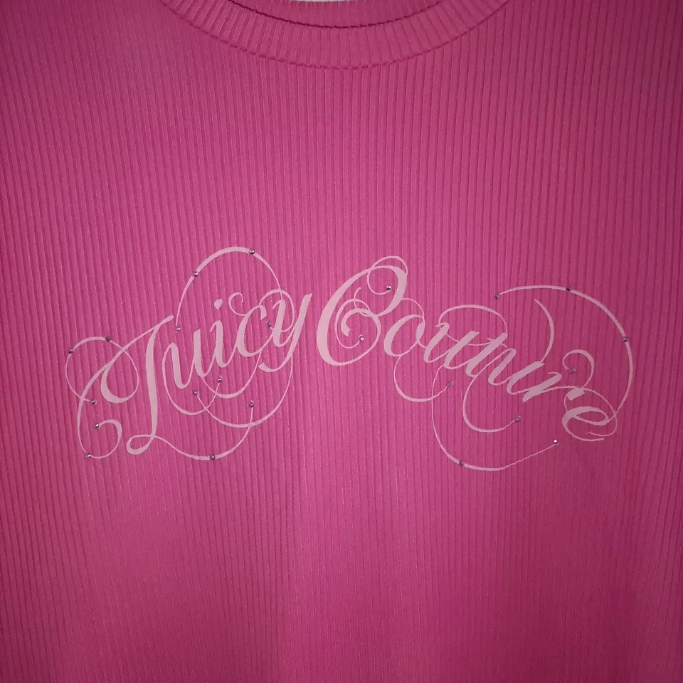 Juicy Couture Pink Ribbed Pajama Set – Rhinestone Logo Short Sleeve & Shorts — photo 4