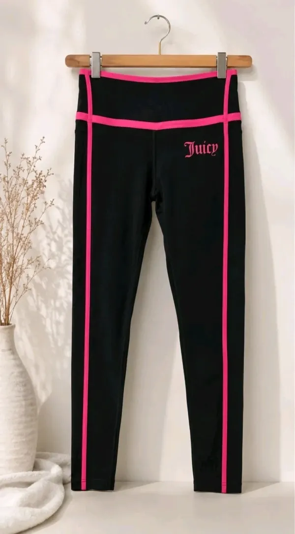 New Juicy Couture Black Leggings Pink Activewear Women’s Size S