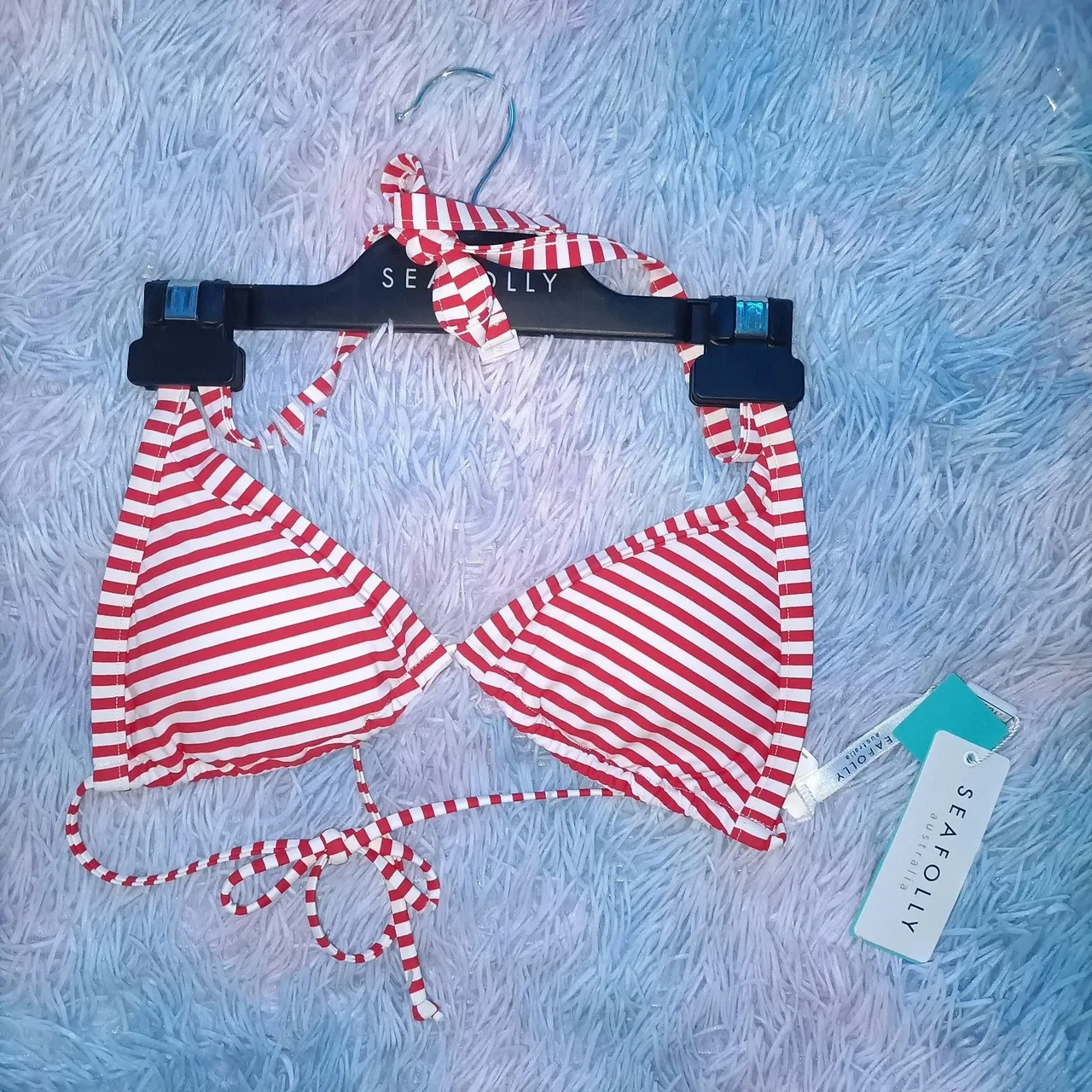 Seafolly Riviera Stripe Slide Tri Bikini Top - Chilli Red (Size AU 8 / US 4) — photo 2