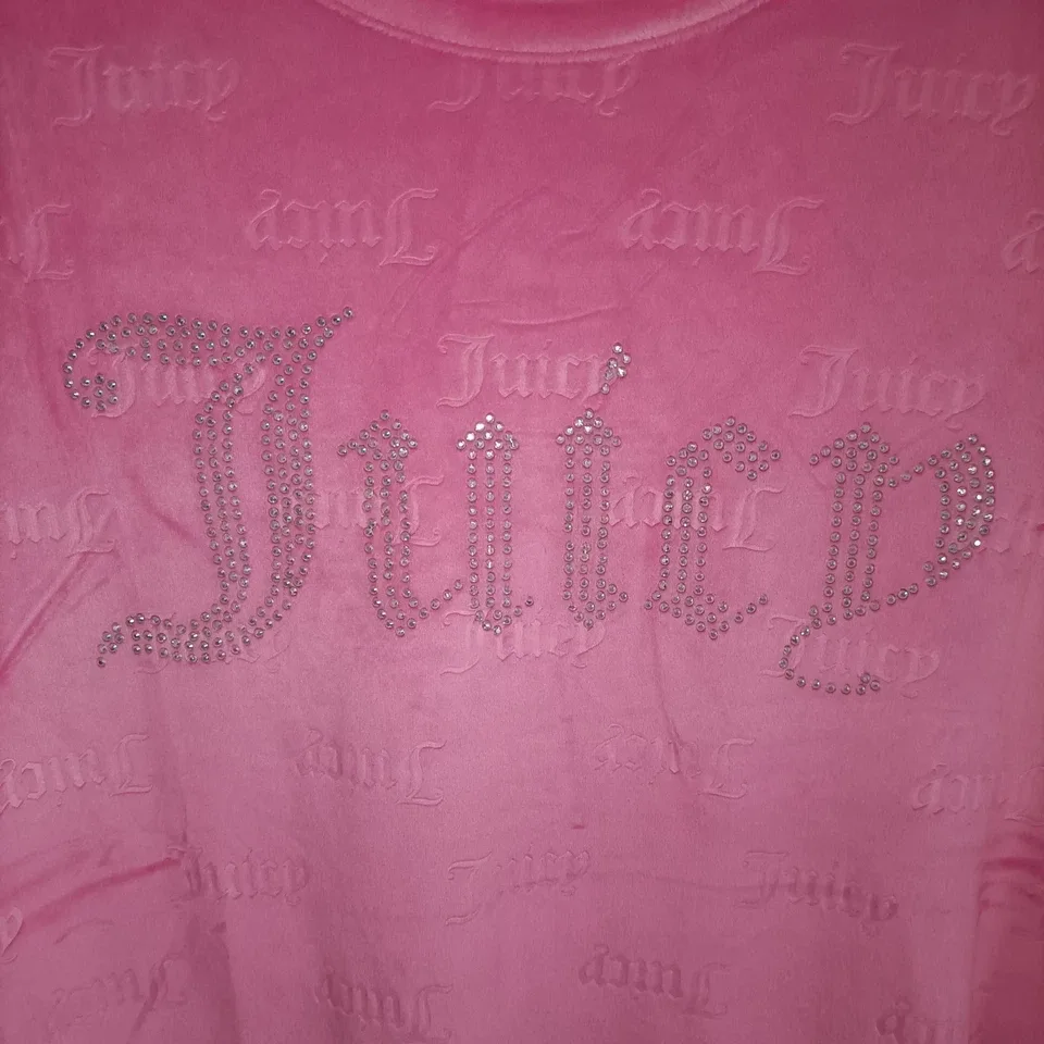 Juicy Couture Pink Velour Pajama Set Embossed Logo Rhinestone Bling Size XL — photo 5