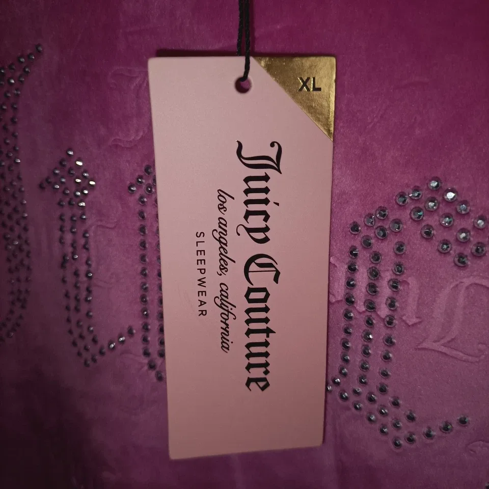 Juicy Couture Pink Velour Pajama Set Embossed Logo Rhinestone Bling Size XL — photo 6