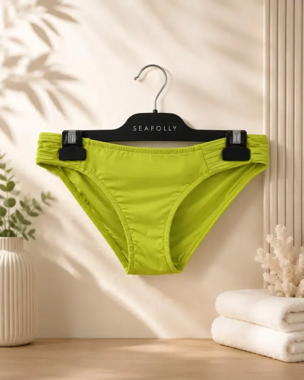 Seafolly Goddess Pleated Hipster Bikini Bottom-Chartreuse Size 12 RRP $64.95