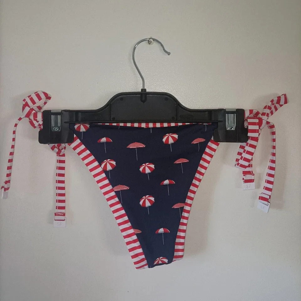 SEAFOLLY Riviera Coast Brazilian Tie Side Bikini Bottom Indigo Blue Size 8 NWT — photo 3