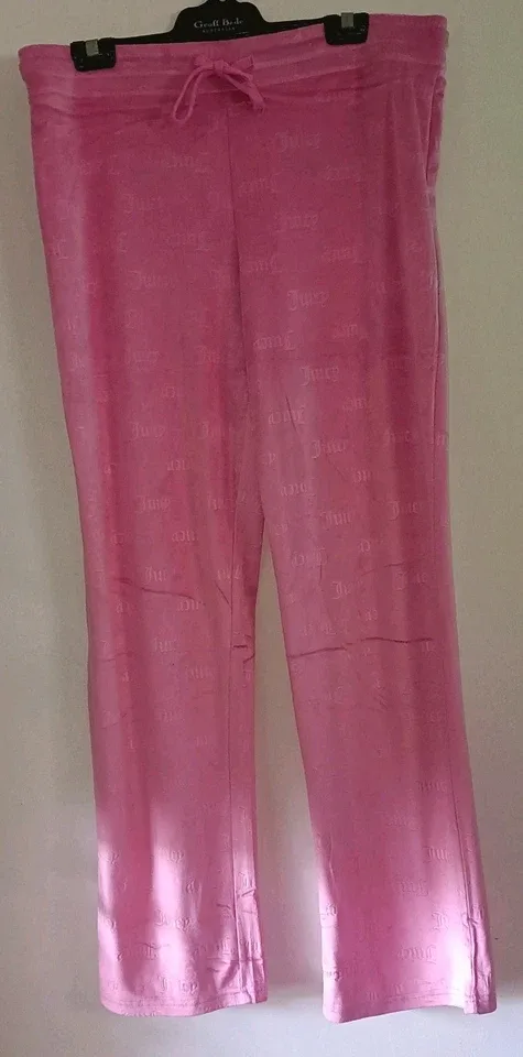 Juicy Couture Pink Velour Pajama Set Embossed Logo Rhinestone Bling Size XL — photo 3