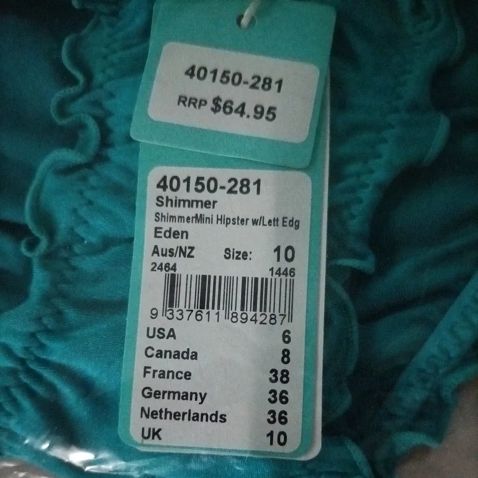 Seafolly Shimmer Mini Hipster Bikini Bottom Eden Teal Size AU 10 NWT RRP $64.95 — photo 4