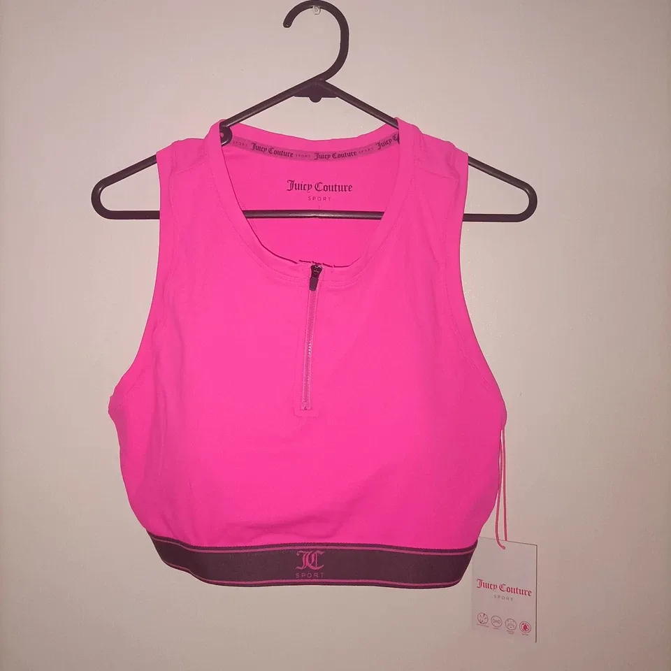 Juicy Couture Sport Women's Size L Pink Half-Zip Cropped Top — photo 2