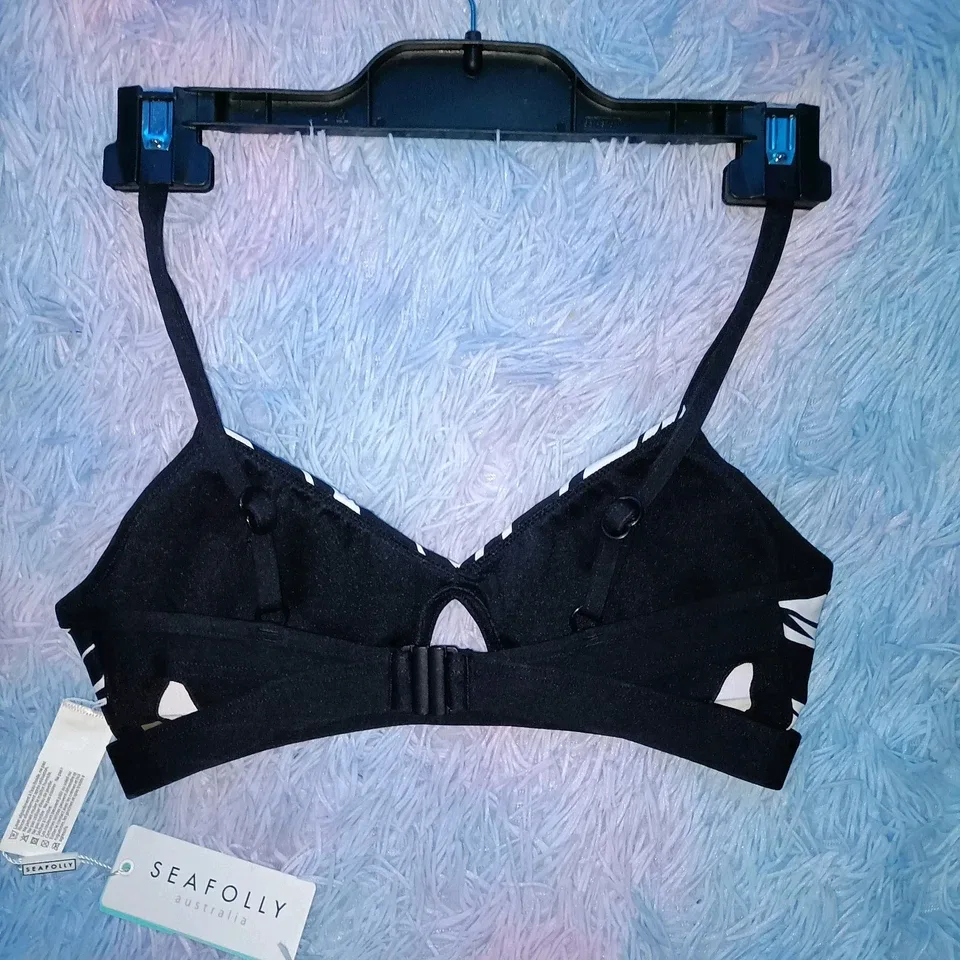 NEW Seafolly Fastlane Bralette Bikini Top Black/White Contrast - Size 8 RRP $89 — photo 3