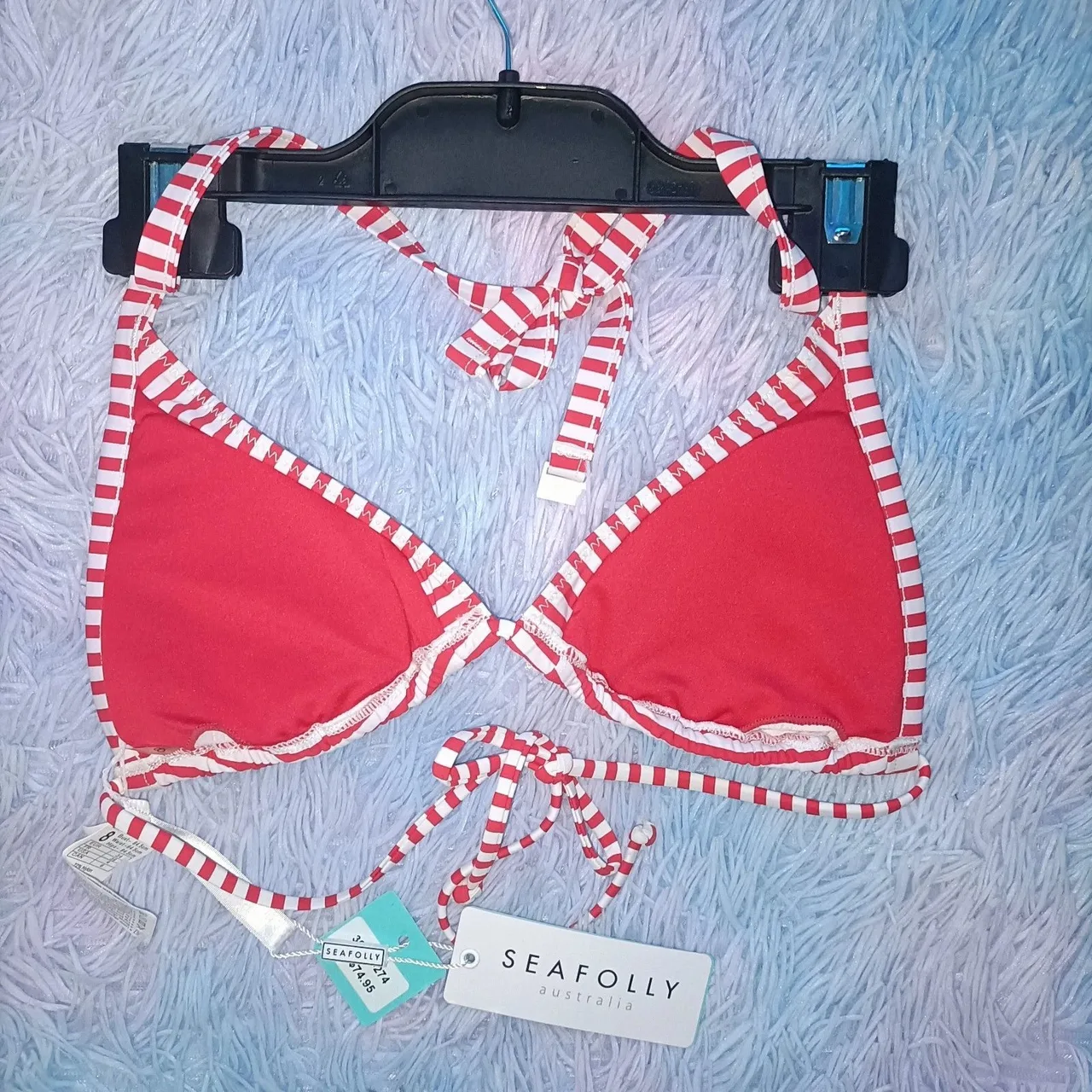 Seafolly Riviera Stripe Slide Tri Bikini Top - Chilli Red (Size AU 8 / US 4) — photo 3