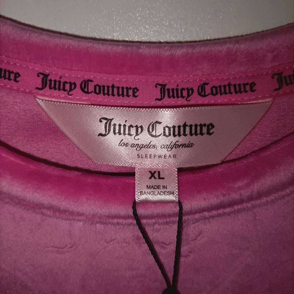 Juicy Couture Pink Velour Pajama Set Embossed Logo Rhinestone Bling Size XL — photo 7