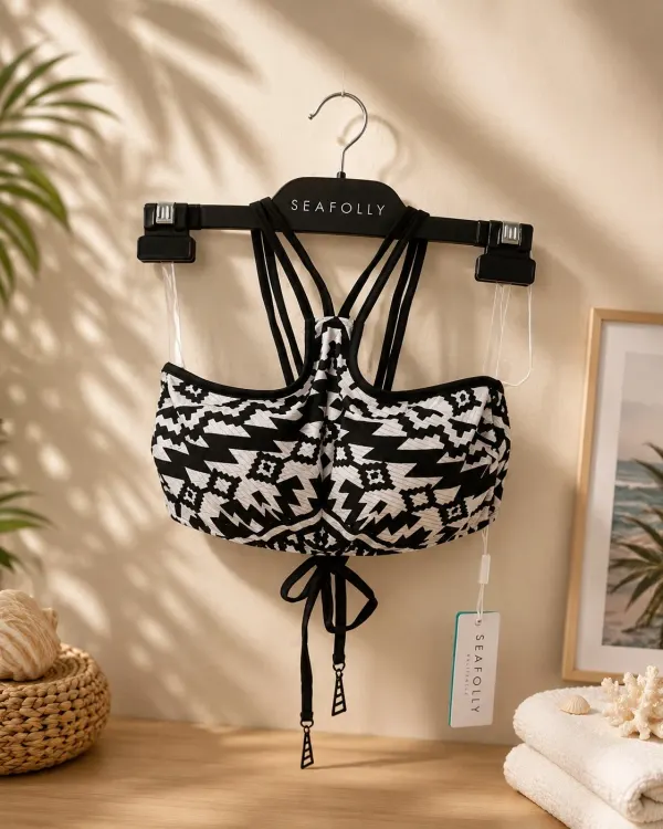 Seafolly Kasbah High Neck Tank Top Blk/Wht Sz AU 8 / US 4 / UK 8 RRP $99.95