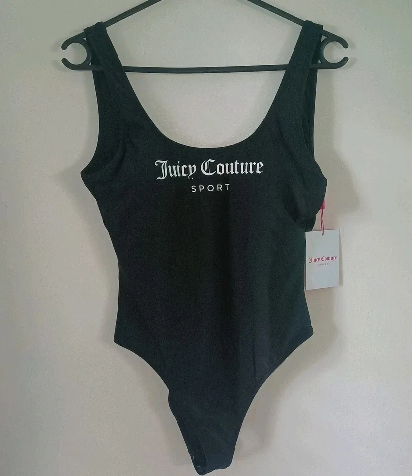 Juicy Couture Sport Black One Piece Swimsuit High Leg Logo NWT Size S — photo 2