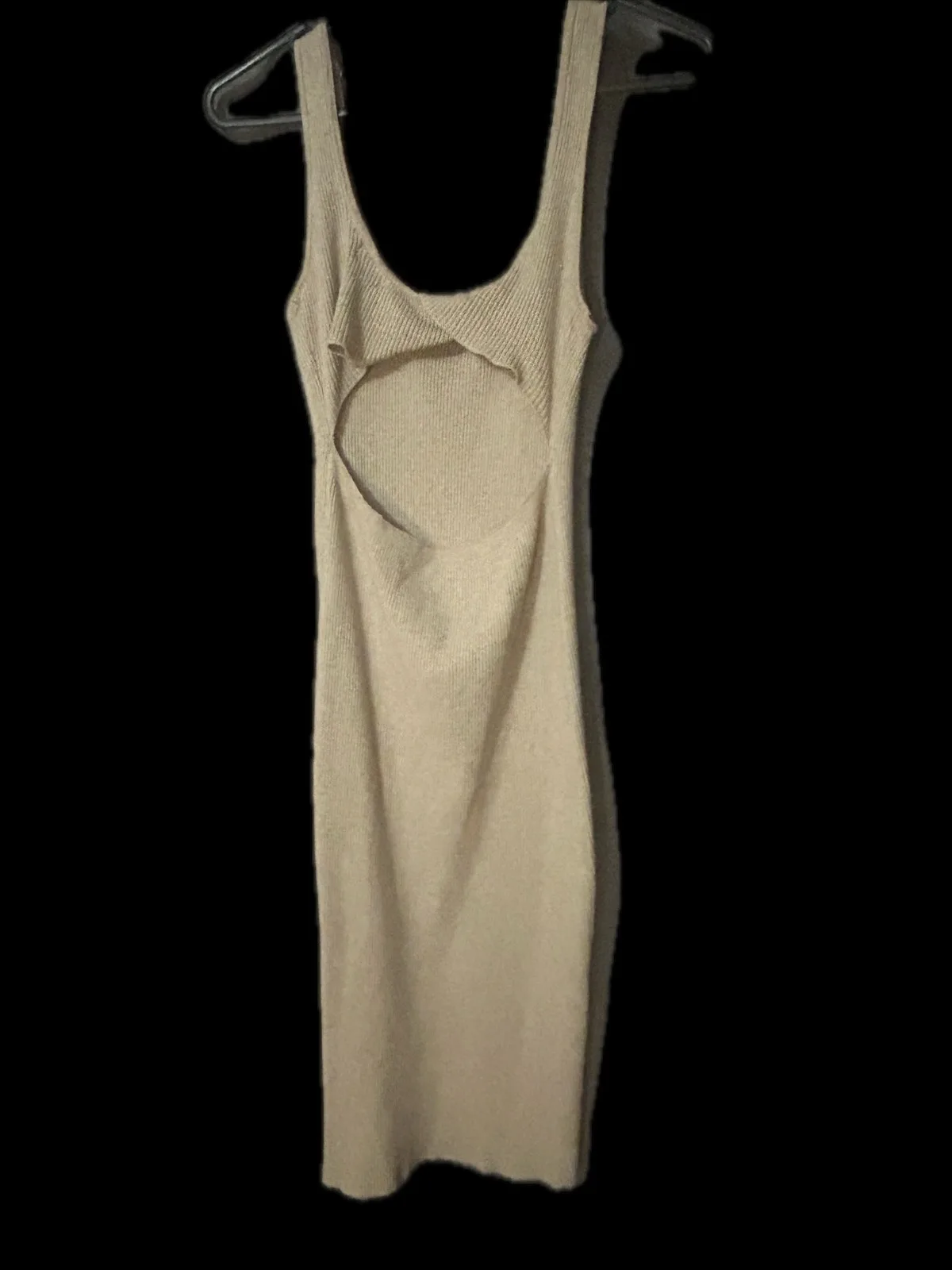 Aryana Beige Ribbed Knit Cut-Out Back Midi Dress - Size S (RRP ~$70) — photo 2