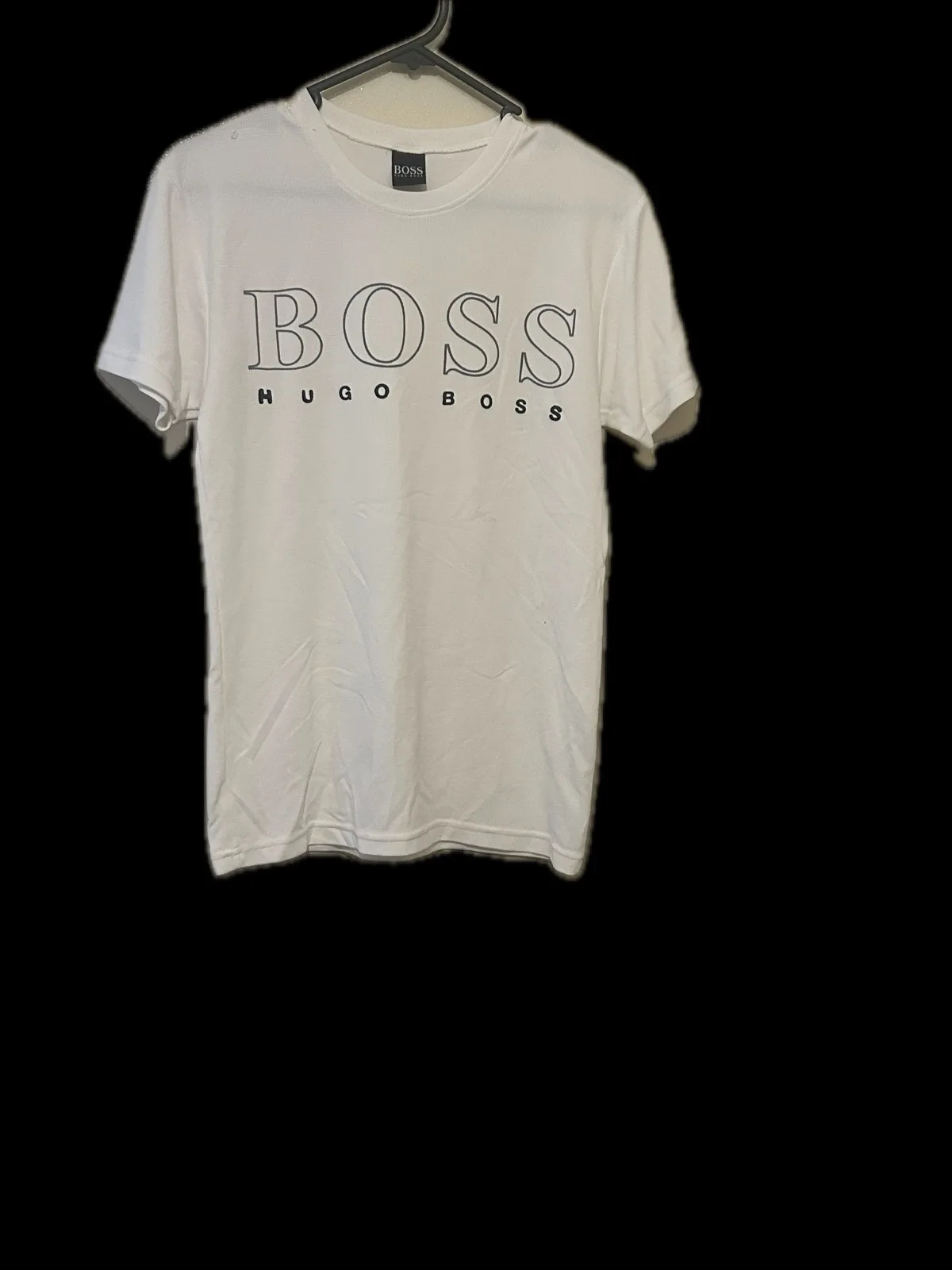 BOSS Hugo Boss Men's White Outline Spellout Logo Luxury Tee — photo 2