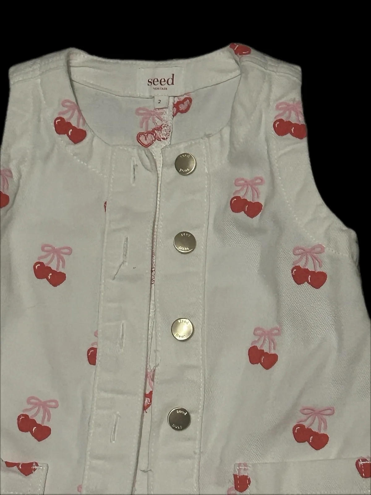 Seed Heritage Toddler Girls Cherry Corduroy Pinafore Dress | Size 2 — photo 3