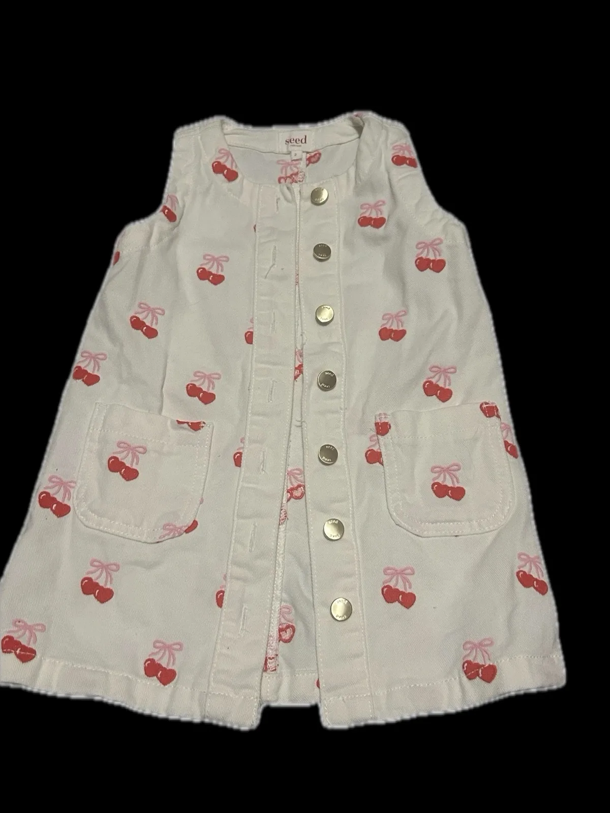 Seed Heritage Toddler Girls Cherry Corduroy Pinafore Dress | Size 2 — photo 2