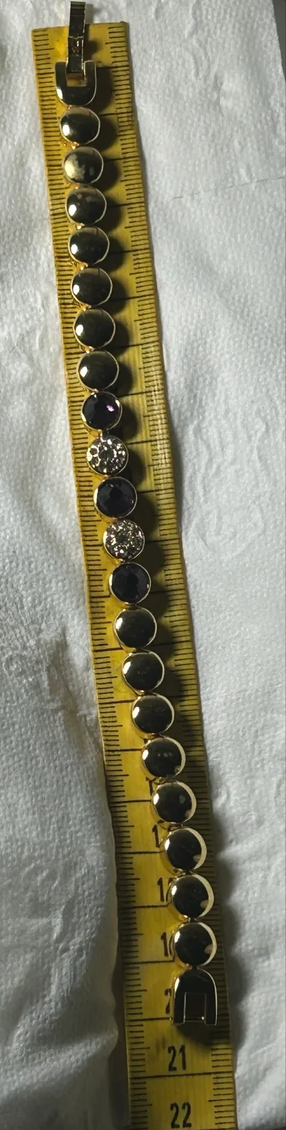 Vintage Gold-Tone Crystal Link Tennis Bracelet – Purple & Clear — photo 9