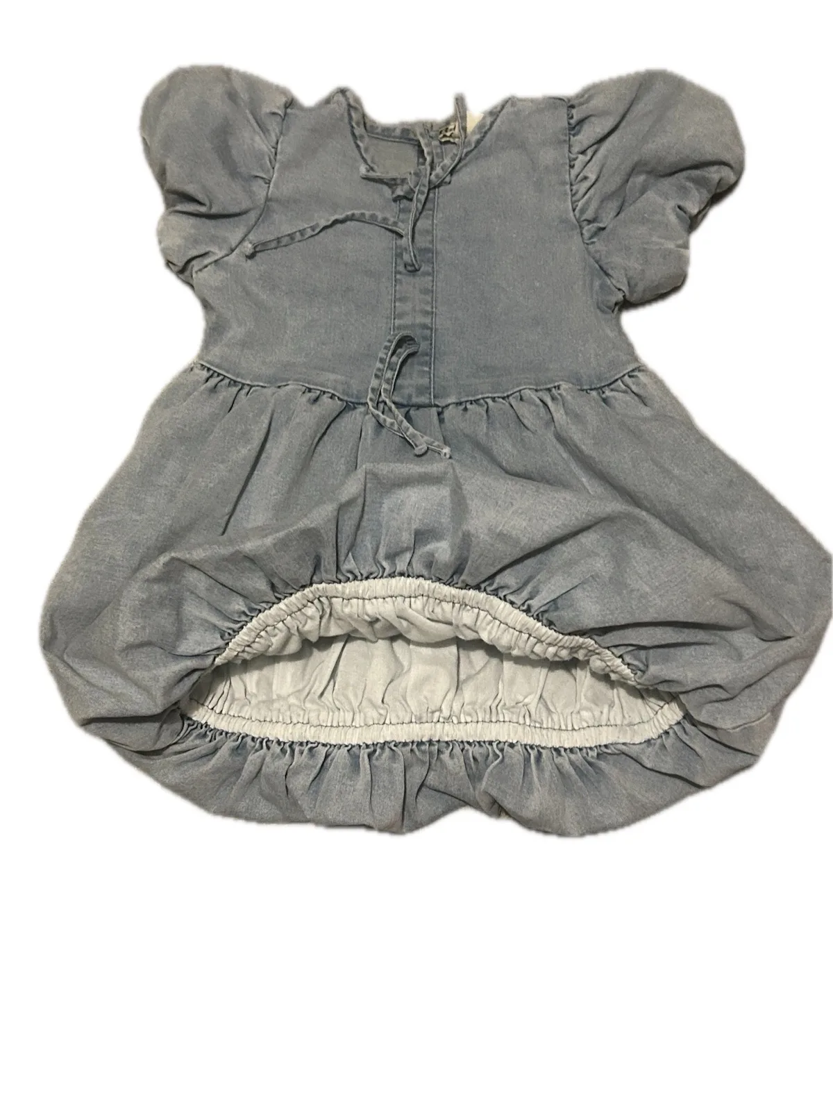 Kids Denim Puff-Sleeve Bubble Dress — photo 3