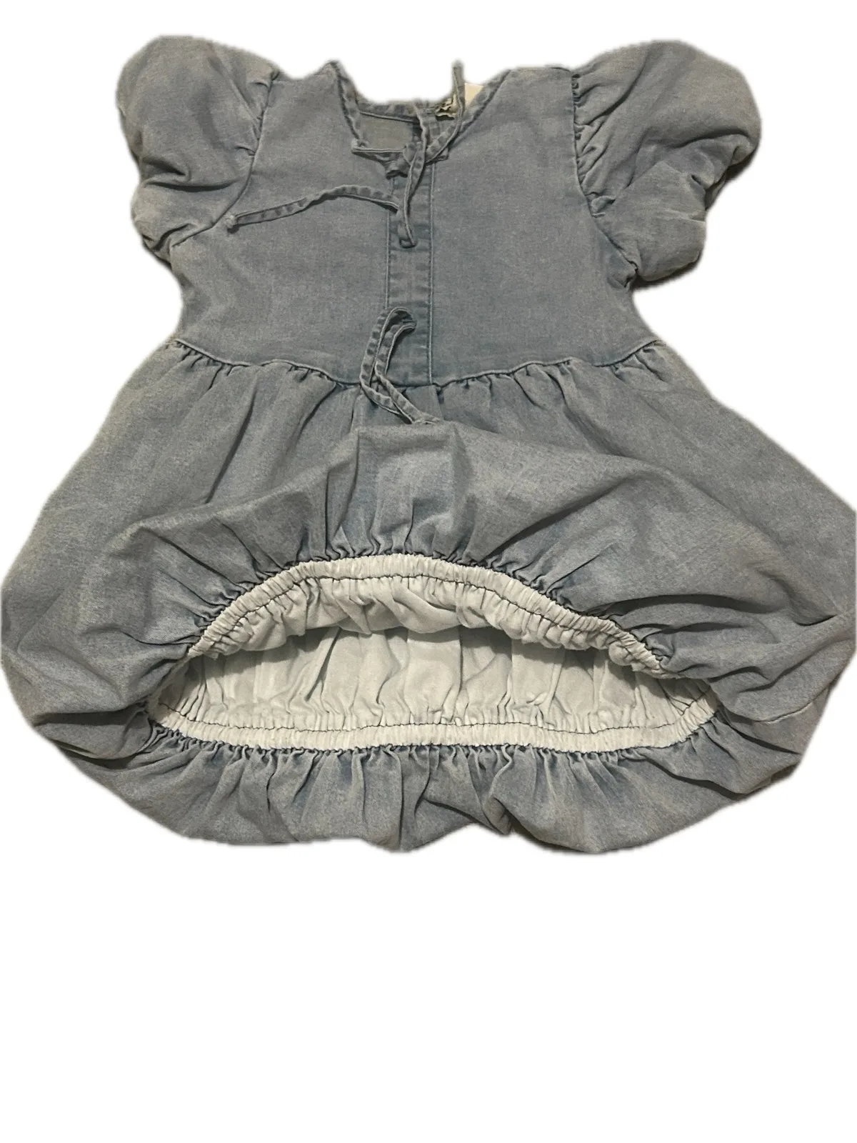 Kids Denim Puff-Sleeve Bubble Dress — photo 5