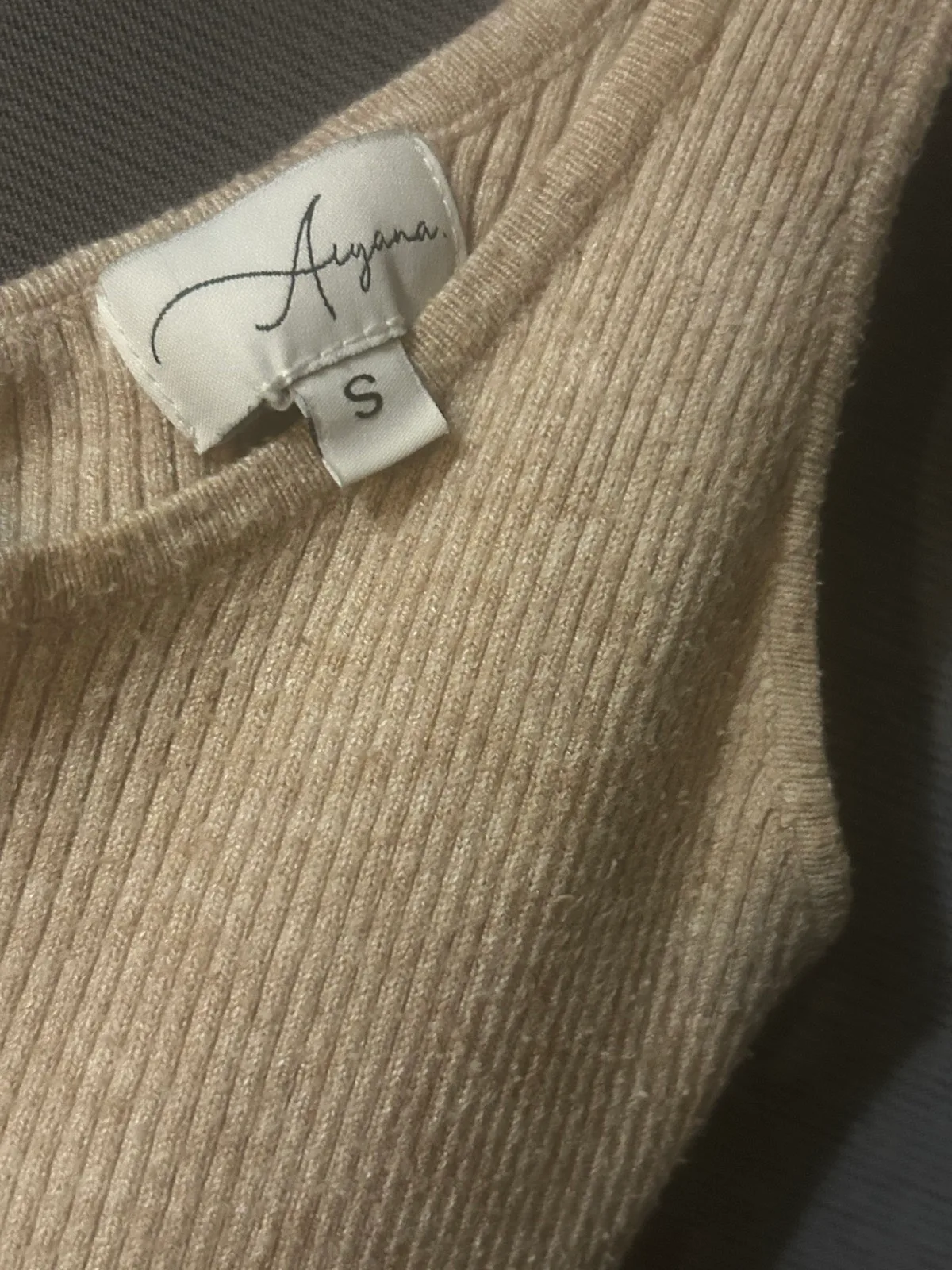 Aryana Beige Ribbed Knit Cut-Out Back Midi Dress - Size S (RRP ~$70) — photo 3