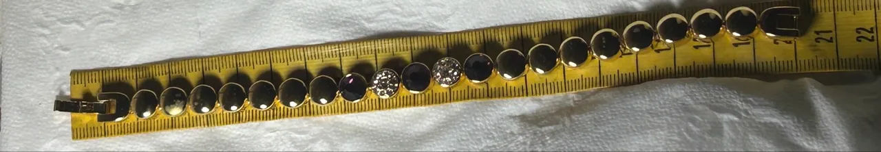 Vintage Gold-Tone Crystal Link Tennis Bracelet – Purple & Clear — photo 8