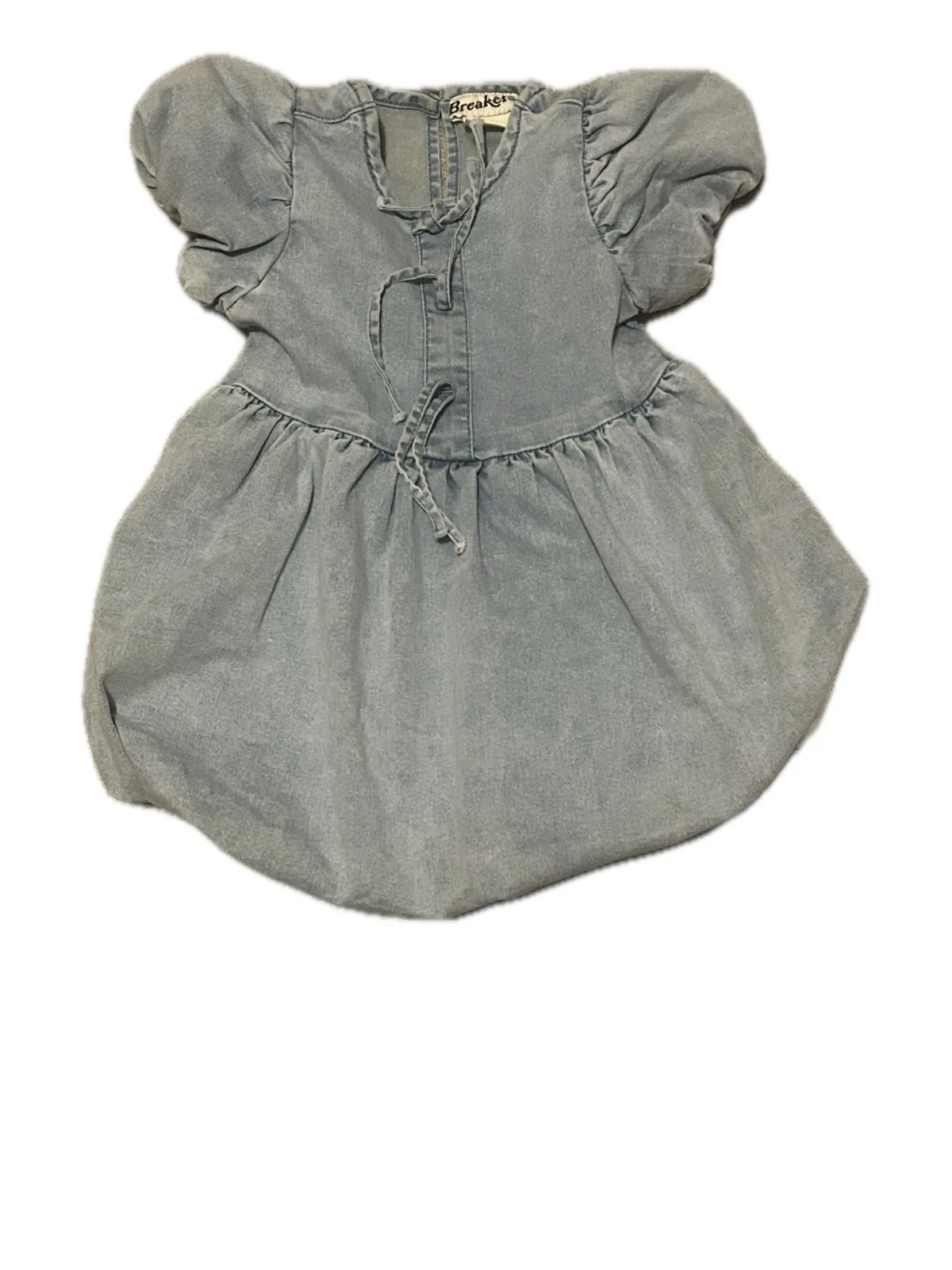 Kids Denim Puff-Sleeve Bubble Dress — photo 4