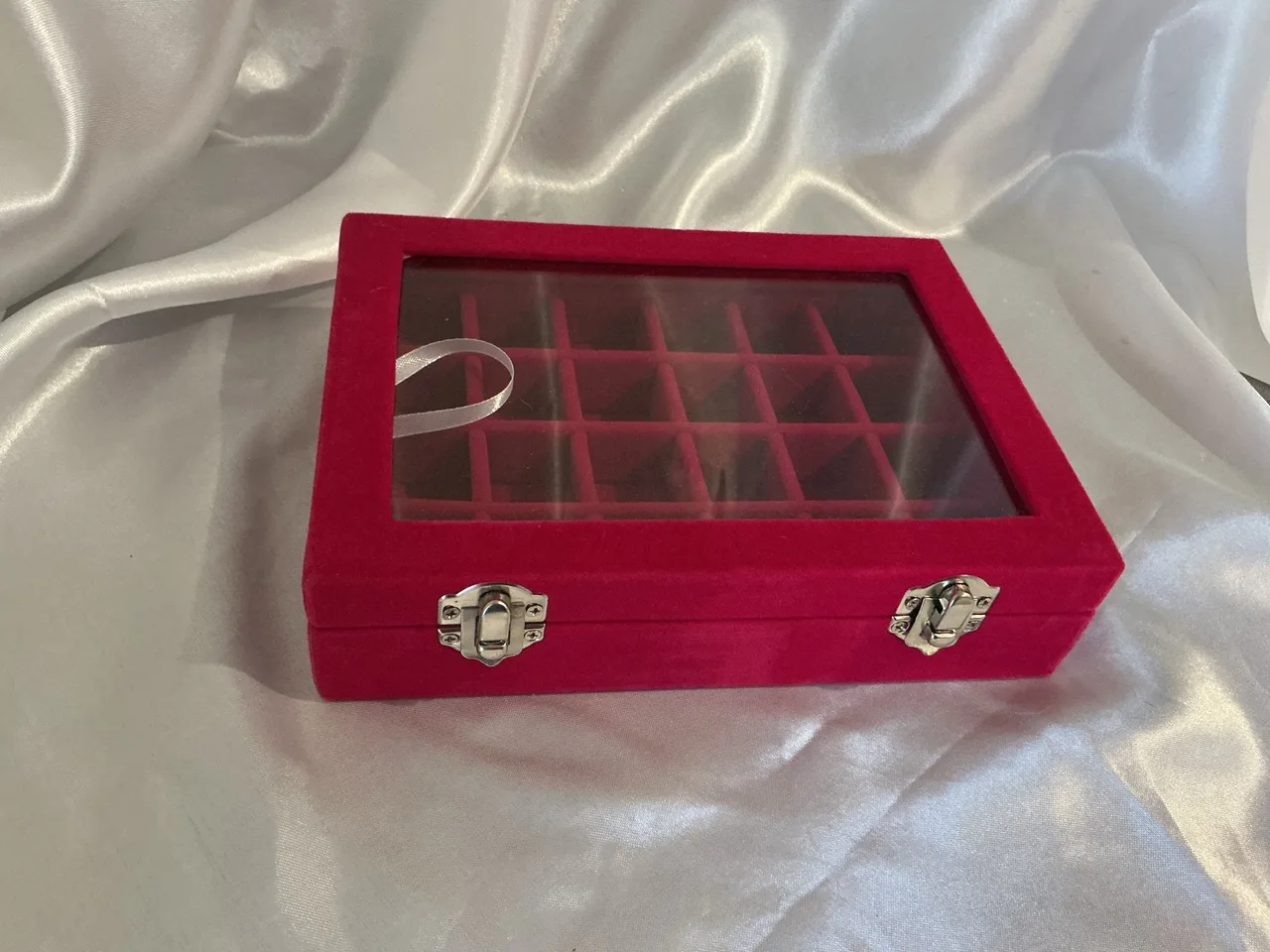 deep pink velvet jewelry box – photo 2