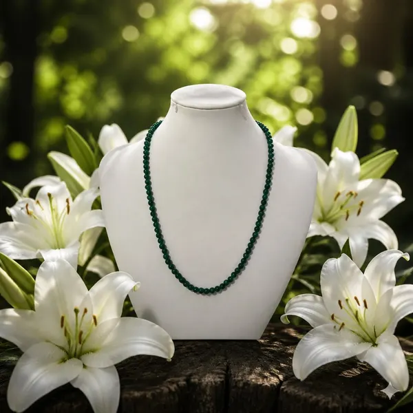 Elegant Emerald and Stainless Steel Necklace